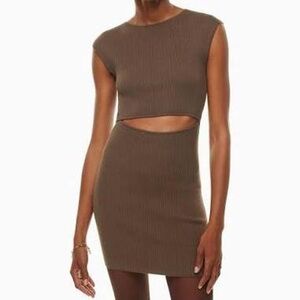 Aritzia Elegant Grey/Taupe Cut-Out Dress